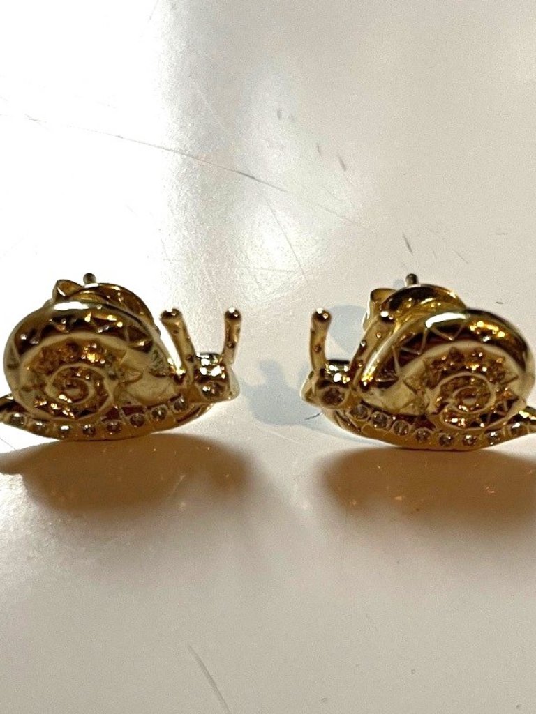 Earrings: Gold Snail Earrings. Euc.